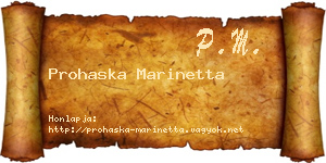 Prohaska Marinetta névjegykártya